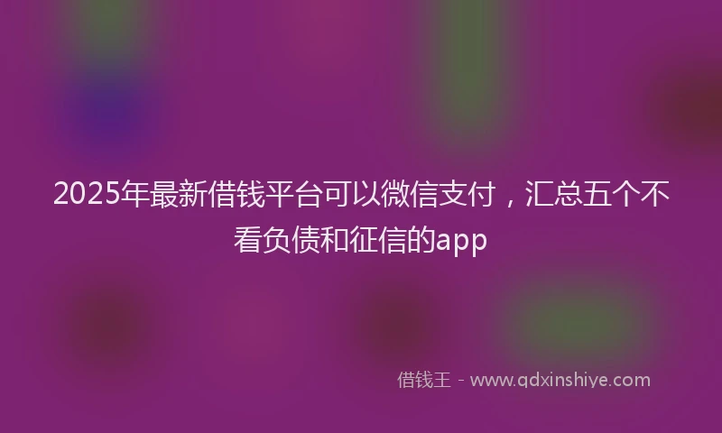 2025年最新借钱平台可以微信支付，汇总五个不看负债和征信的app