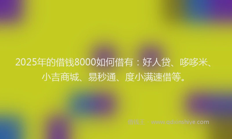 2025年的借钱8000如何借有：好人贷、哆哆米、小吉商城、易秒通、度小满速借等。