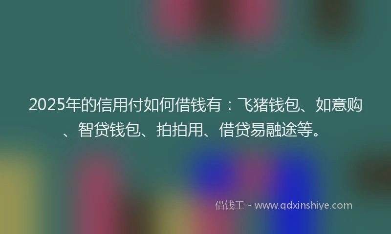 2025年的信用付如何借钱有：飞猪钱包、如意购、智贷钱包、拍拍用、借贷易融途等。
