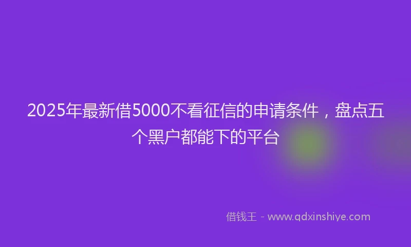 2025年最新借5000不看征信的申请条件，盘点五个黑户都能下的平台