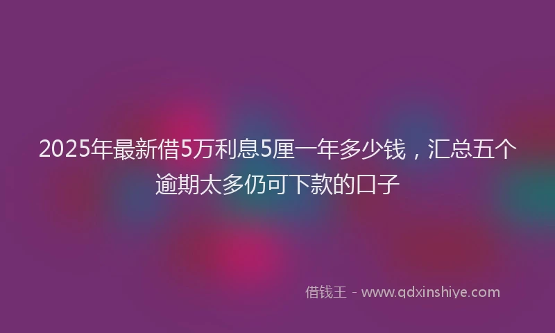 2025年最新借5万利息5厘一年多少钱，汇总五个逾期太多仍可下款的口子