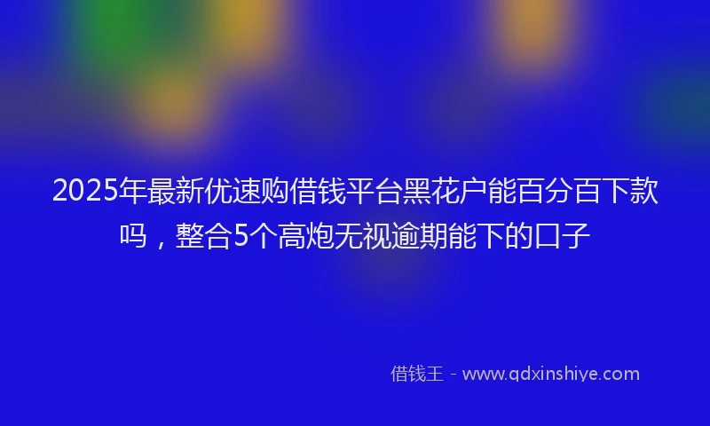 2025年最新优速购借钱平台黑花户能百分百下款吗，整合5个高炮无视逾期能下的口子