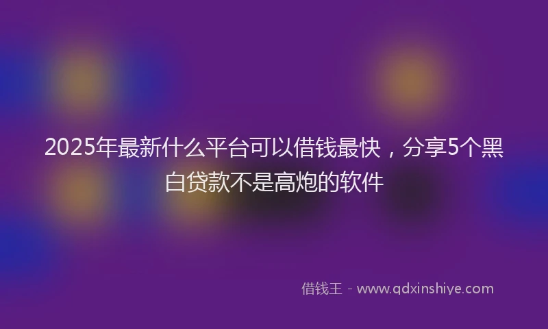 2025年最新什么平台可以借钱最快，分享5个黑白贷款不是高炮的软件
