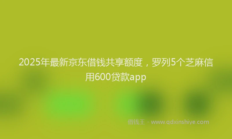 2025年最新京东借钱共享额度，罗列5个芝麻信用600贷款app
