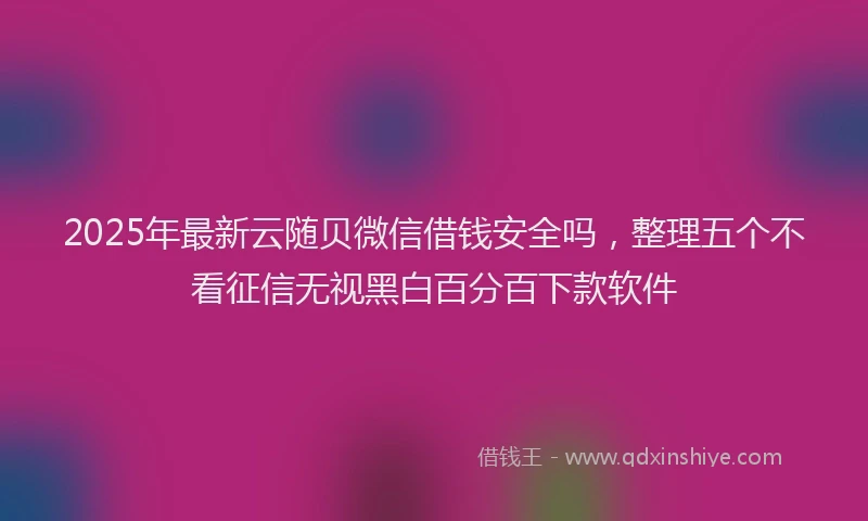 2025年最新云随贝微信借钱安全吗，整理五个不看征信无视黑白百分百下款软件
