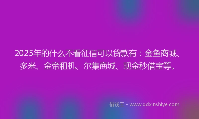 2025年的什么不看征信可以贷款有：金鱼商城、多米、金帝租机、尔集商城、现金秒借宝等。