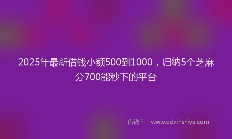 2025年最新借钱小额500到1000，归纳5个芝麻分700能秒下的平台