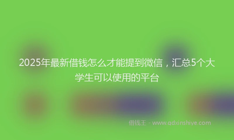 2025年最新借钱怎么才能提到微信，汇总5个大学生可以使用的平台