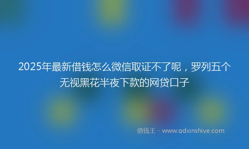 2025年最新借钱怎么微信取证不了呢，罗列五个无视黑花半夜下款的网贷口子