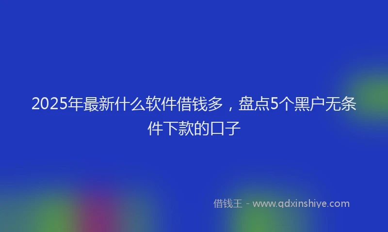 2025年最新什么软件借钱多，盘点5个黑户无条件下款的口子