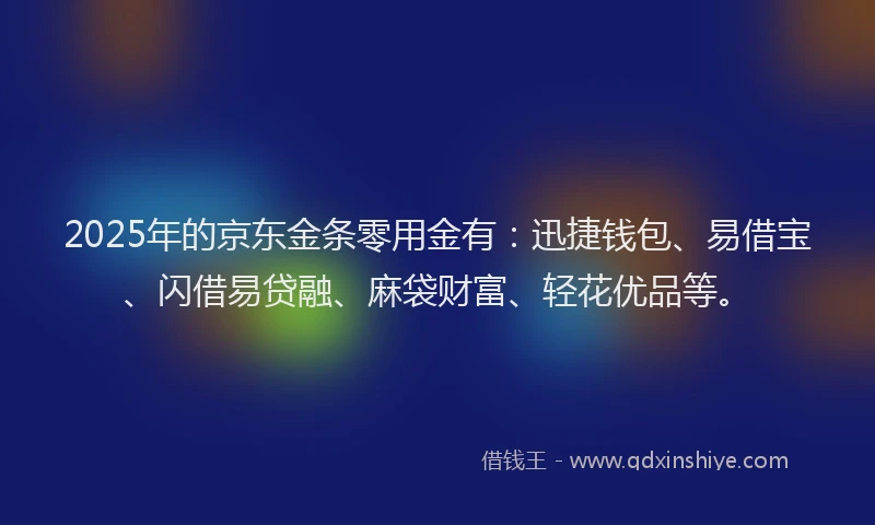 2025年的京东金条零用金有：迅捷钱包、易借宝、闪借易贷融、麻袋财富、轻花优品等。