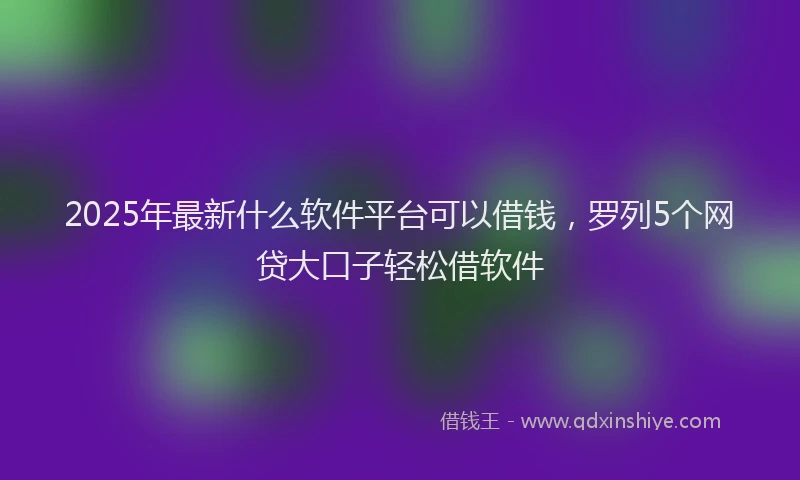 2025年最新什么软件平台可以借钱，罗列5个网贷大口子轻松借软件