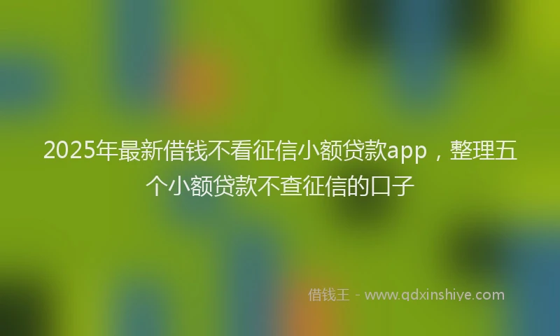 2025年最新借钱不看征信小额贷款app，整理五个小额贷款不查征信的口子