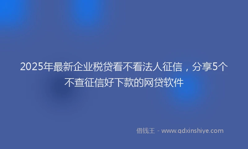 2025年最新企业税贷看不看法人征信，分享5个不查征信好下款的网贷软件