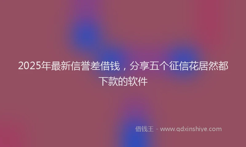 2025年最新信誉差借钱，分享五个征信花居然都下款的软件