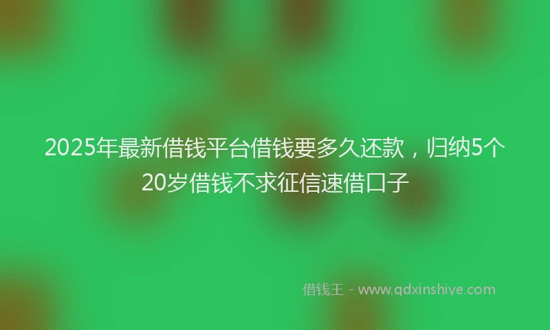 2025年最新借钱平台借钱要多久还款，归纳5个20岁借钱不求征信速借口子