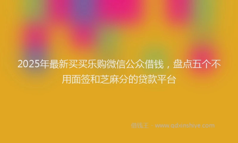 2025年最新买买乐购微信公众借钱，盘点五个不用面签和芝麻分的贷款平台