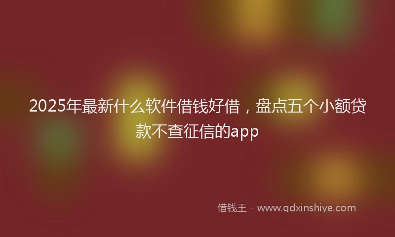 2025年最新什么软件借钱好借，盘点五个小额贷款不查征信的app