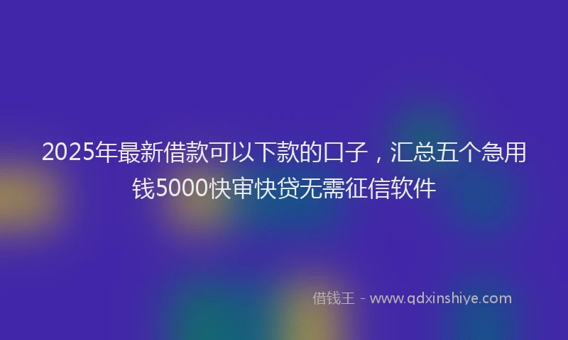 2025年最新借款可以下款的口子，汇总五个急用钱5000快审快贷无需征信软件
