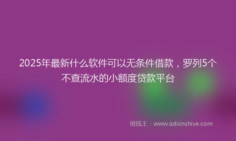 2025年最新什么软件可以无条件借款，罗列5个不查流水的小额度贷款平台