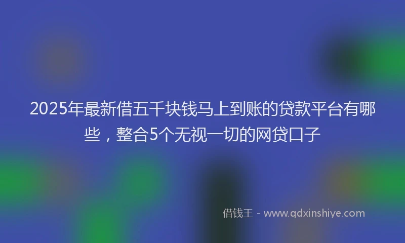 2025年最新借五千块钱马上到账的贷款平台有哪些，整合5个无视一切的网贷口子