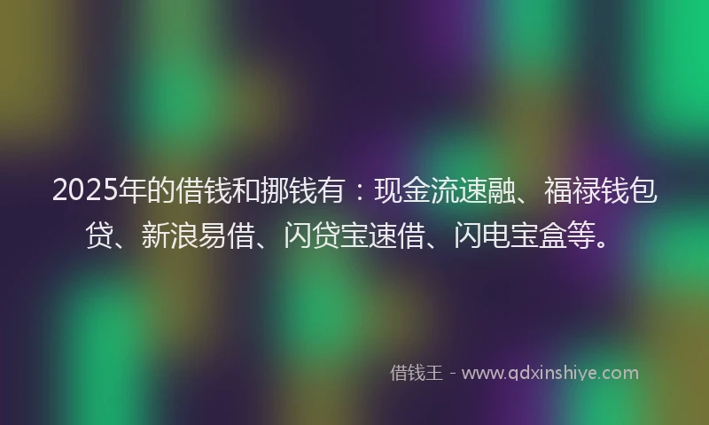 2025年的借钱和挪钱有：现金流速融、福禄钱包贷、新浪易借、闪贷宝速借、闪电宝盒等。