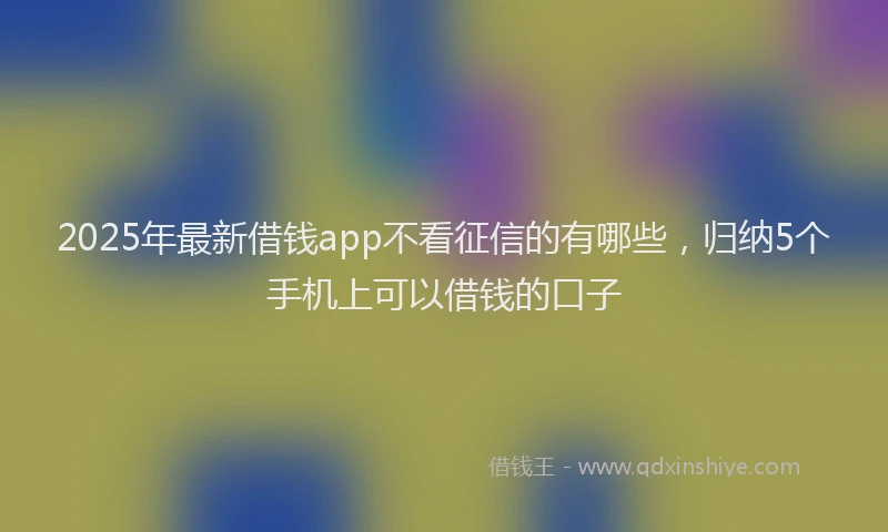 2025年最新借钱app不看征信的有哪些，归纳5个手机上可以借钱的口子
