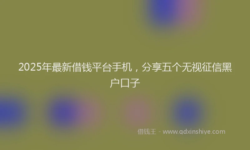 2025年最新借钱平台手机，分享五个无视征信黑户口子
