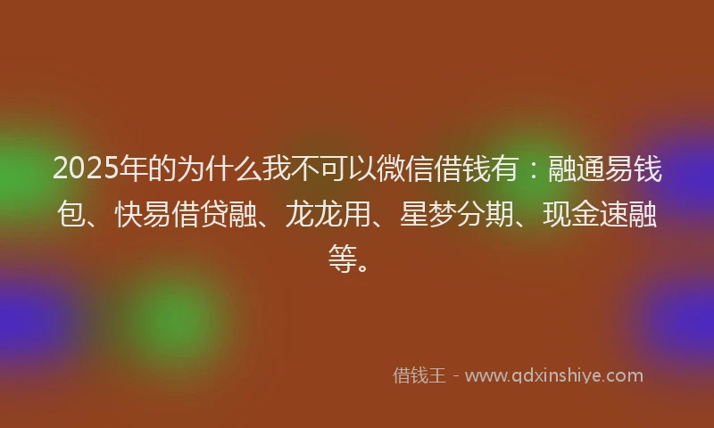 2025年的为什么我不可以微信借钱有：融通易钱包、快易借贷融、龙龙用、星梦分期、现金速融等。