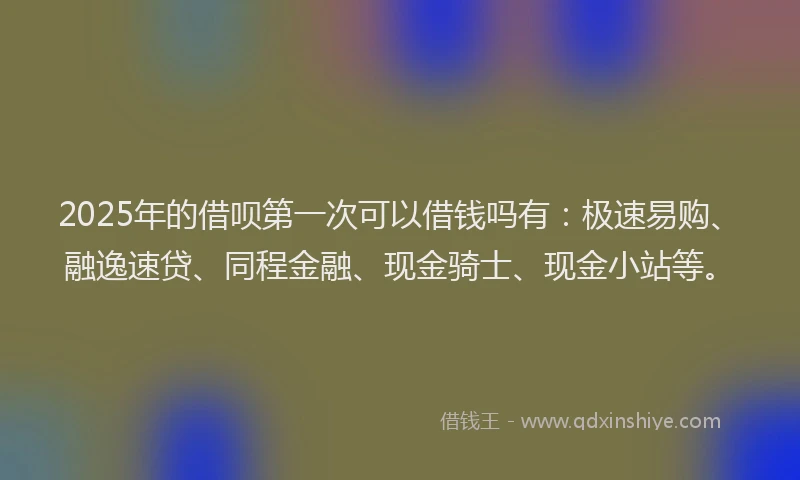 2025年的借呗第一次可以借钱吗有：极速易购、融逸速贷、同程金融、现金骑士、现金小站等。
