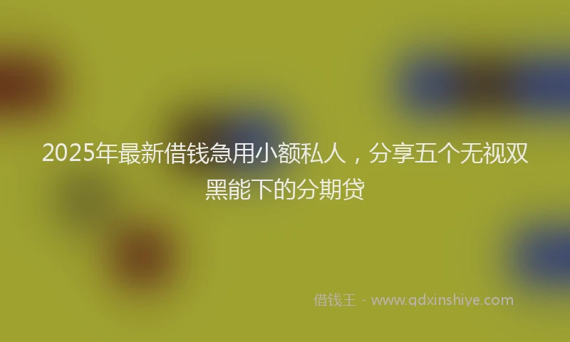 2025年最新借钱急用小额私人，分享五个无视双黑能下的分期贷