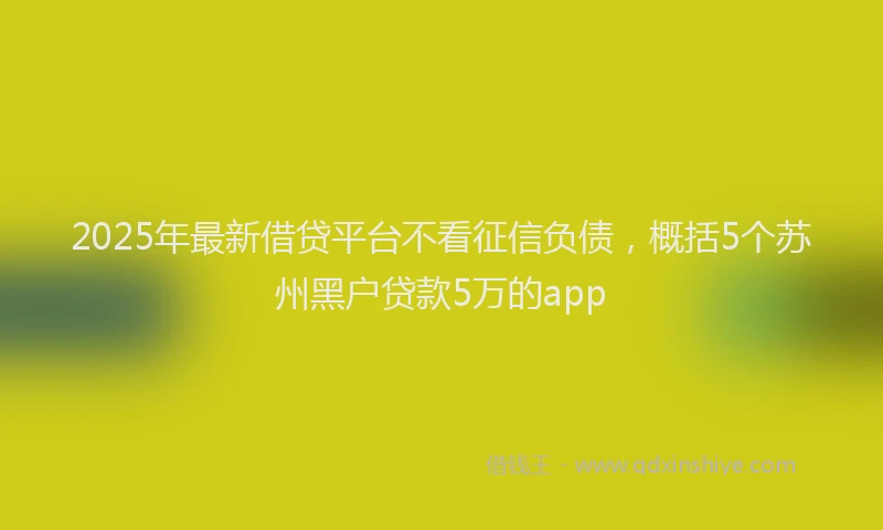 2025年最新借贷平台不看征信负债，概括5个苏州黑户贷款5万的app