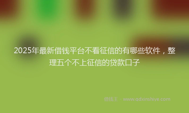 2025年最新借钱平台不看征信的有哪些软件，整理五个不上征信的贷款口子