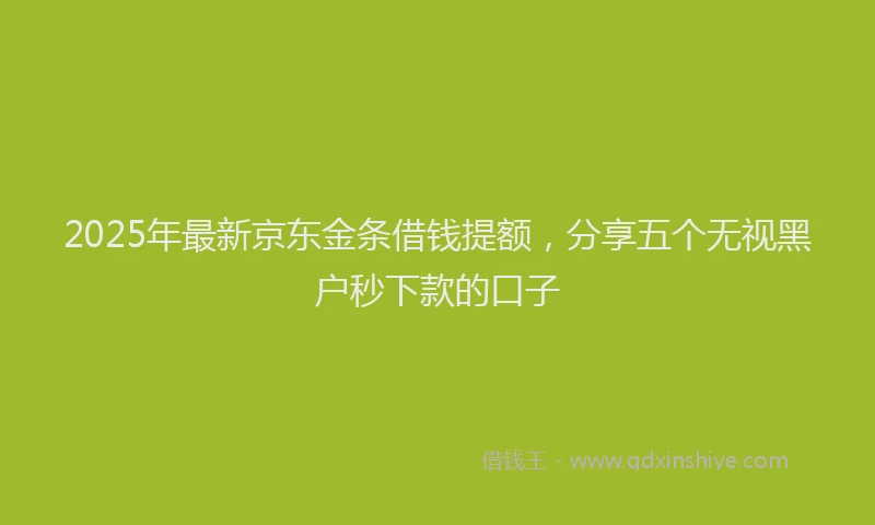 2025年最新京东金条借钱提额，分享五个无视黑户秒下款的口子