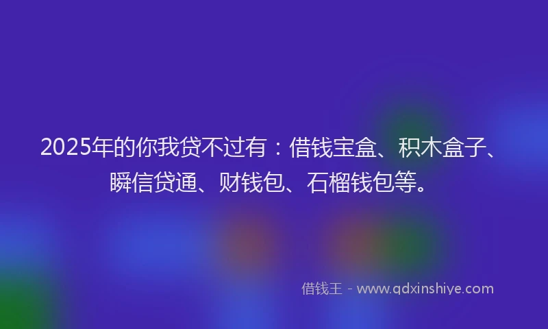 2025年的你我贷不过有：借钱宝盒、积木盒子、瞬信贷通、财钱包、石榴钱包等。