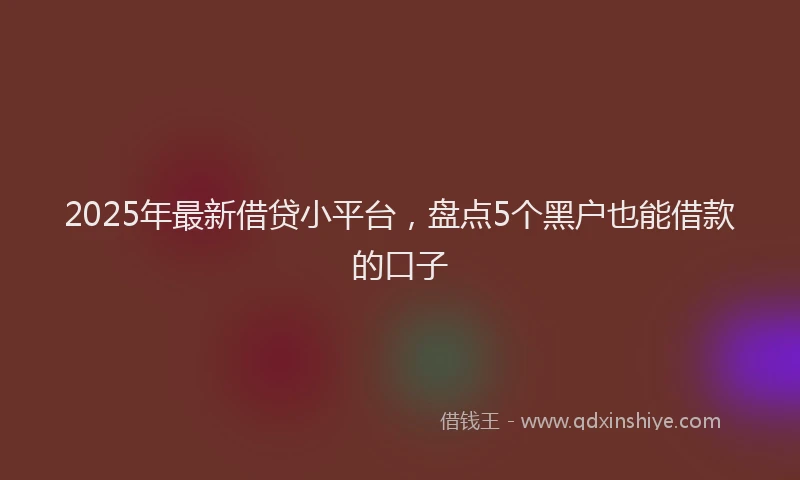2025年最新借贷小平台，盘点5个黑户也能借款的口子