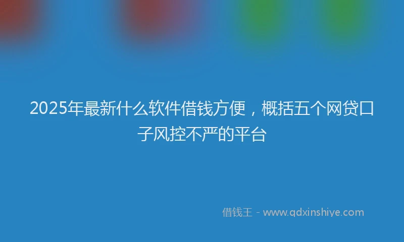2025年最新什么软件借钱方便，概括五个网贷口子风控不严的平台