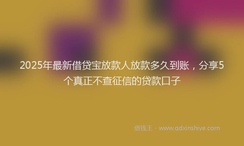2025年最新借贷宝放款人放款多久到账，分享5个真正不查征信的贷款口子