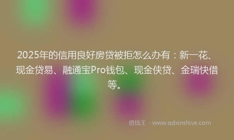 2025年的信用良好房贷被拒怎么办有：新一花、现金贷易、融通宝Pro钱包、现金侠贷、金瑞快借等。