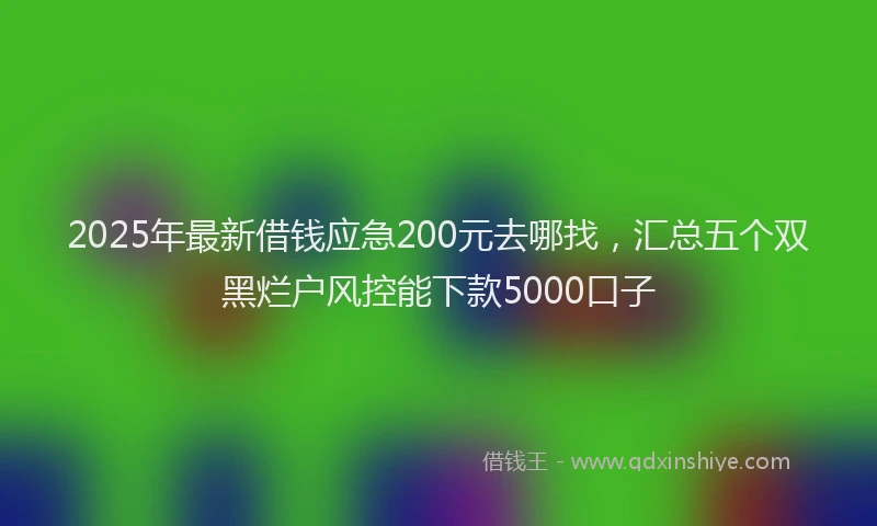 2025年最新借钱应急200元去哪找，汇总五个双黑烂户风控能下款5000口子