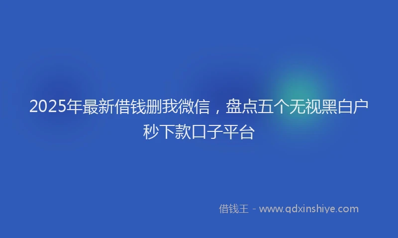 2025年最新借钱删我微信，盘点五个无视黑白户秒下款口子平台