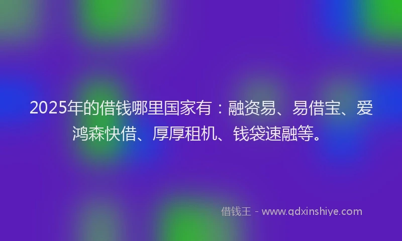 2025年的借钱哪里国家有：融资易、易借宝、爱鸿森快借、厚厚租机、钱袋速融等。
