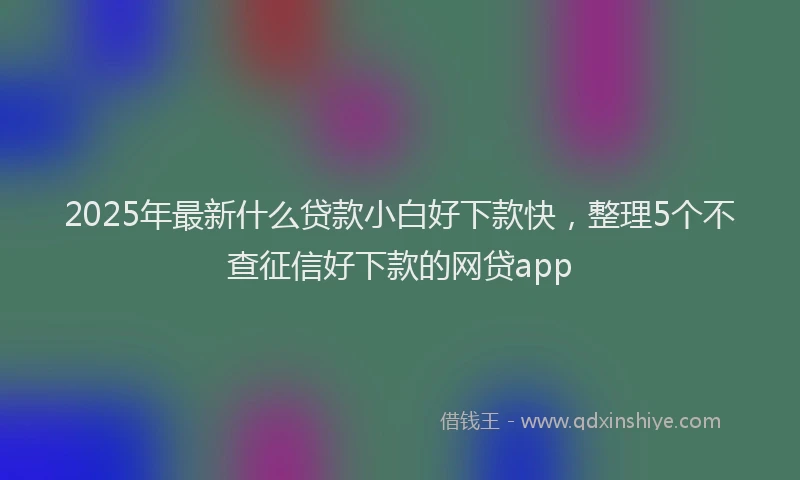 2025年最新什么贷款小白好下款快，整理5个不查征信好下款的网贷app