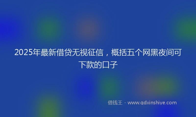 2025年最新借贷无视征信，概括五个网黑夜间可下款的口子