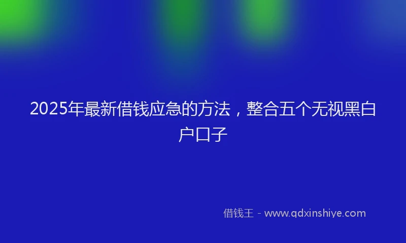 2025年最新借钱应急的方法，整合五个无视黑白户口子