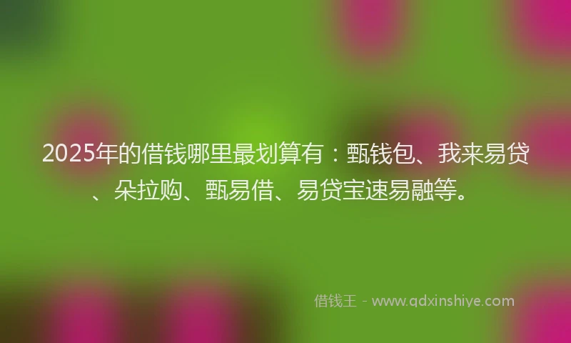 2025年的借钱哪里最划算有：甄钱包、我来易贷、朵拉购、甄易借、易贷宝速易融等。