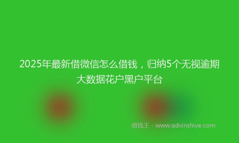 2025年最新借微信怎么借钱，归纳5个无视逾期大数据花户黑户平台