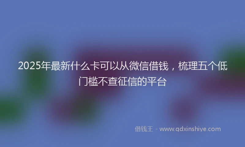 2025年最新什么卡可以从微信借钱，梳理五个低门槛不查征信的平台