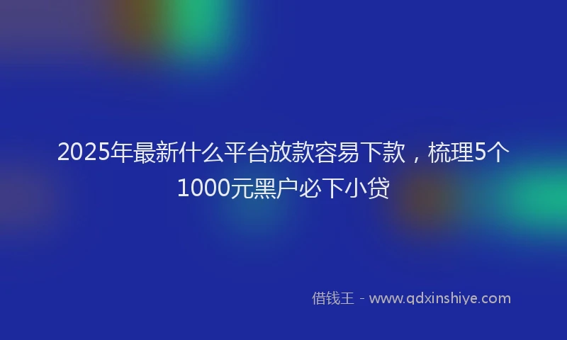 2025年最新什么平台放款容易下款，梳理5个1000元黑户必下小贷