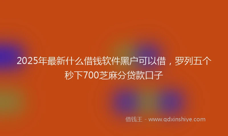 2025年最新什么借钱软件黑户可以借，罗列五个秒下700芝麻分贷款口子